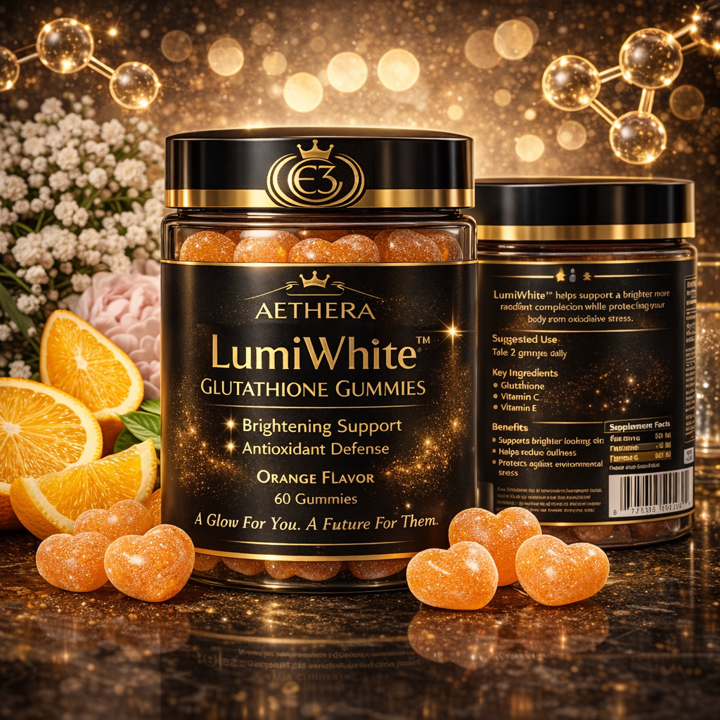 CE3 AETHERA LumiWhite™ Glutathione Gummies — Antioxidant Support for Radiant Skin (60 Gummies, Orange Flavor) “Coming Soon – Next Drop”